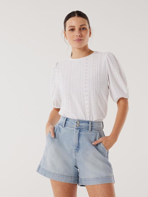Ash Lacey Top, White, hi-res