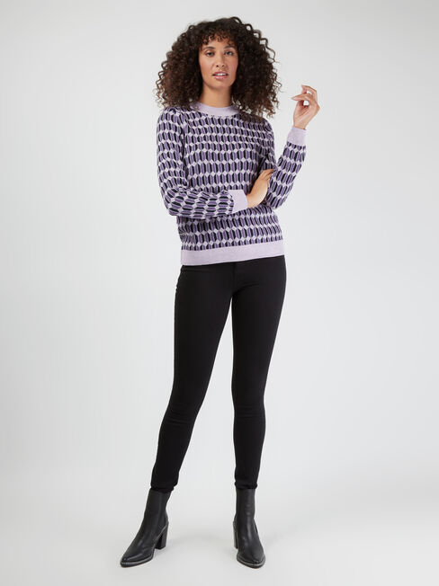 Amara Geometric Knit, Purple, hi-res
