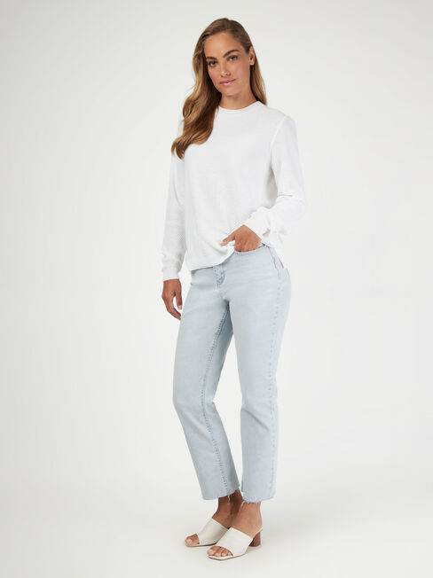 Ally Textured Knit, White, hi-res