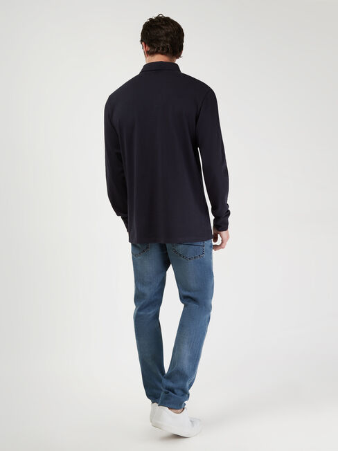 LS Adair Panel Stripe Rugby Polo, Blue, hi-res
