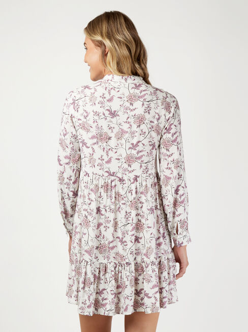 Isla Half Button Tiered Dress, Print, hi-res