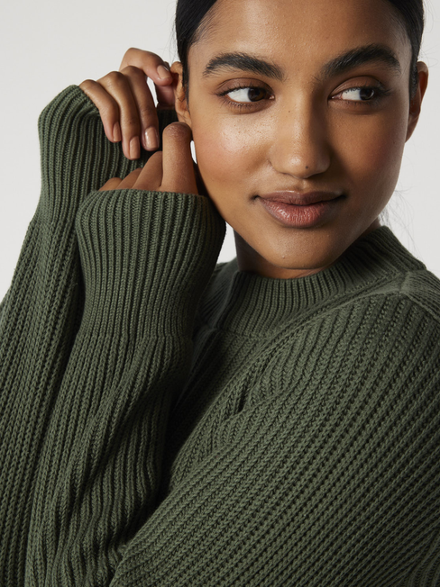 Eden Stand Neck Knit, Thyme, hi-res