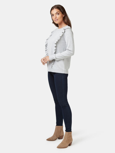Rita Ruffle Pullover, Grey, hi-res