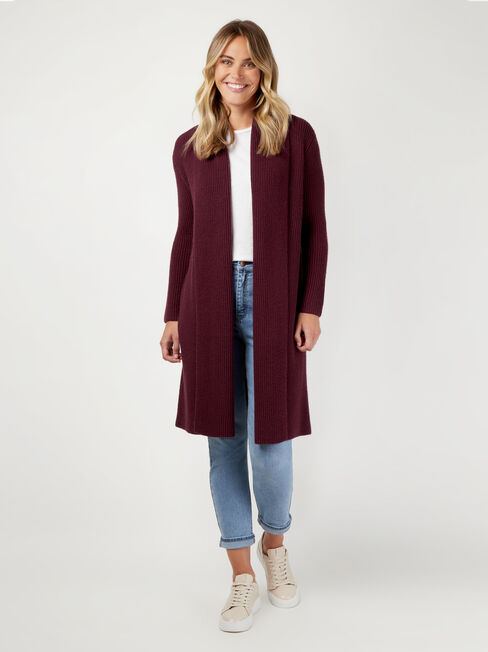 Hannah Ribbed Coatigan, Purple, hi-res