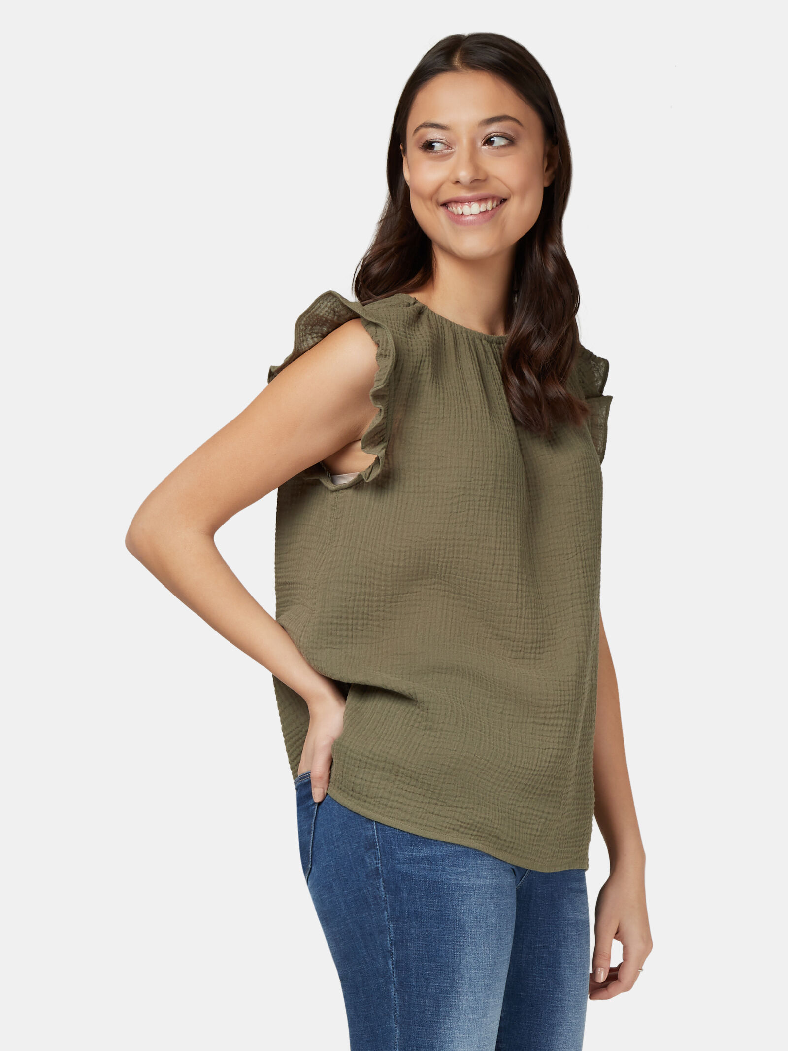 Frida Textured Frill Sleeve Top Jeanswest