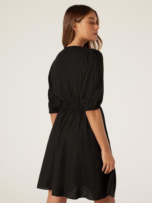 Etta V-Neck Dress, Black, hi-res