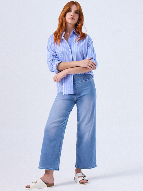 Tessa Wide Leg Crop Jeans, Light Indigo, hi-res