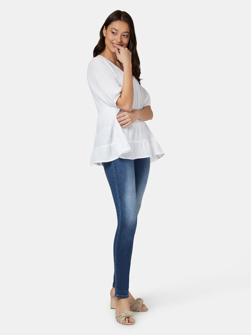 Cara Cheesecloth Tiered Top, White, hi-res