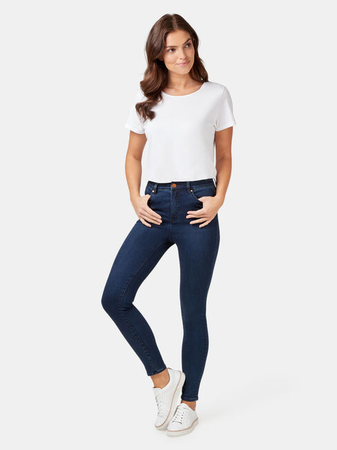 Eco Soft High Waisted Skinny 7/8 Jeans Dark Indigo, Dark Indigo, hi-res