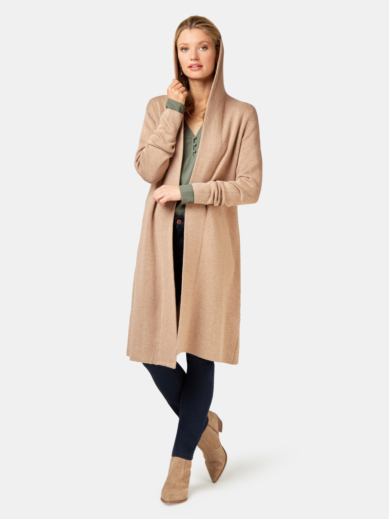 Bianca mustard hooded coatigan sale