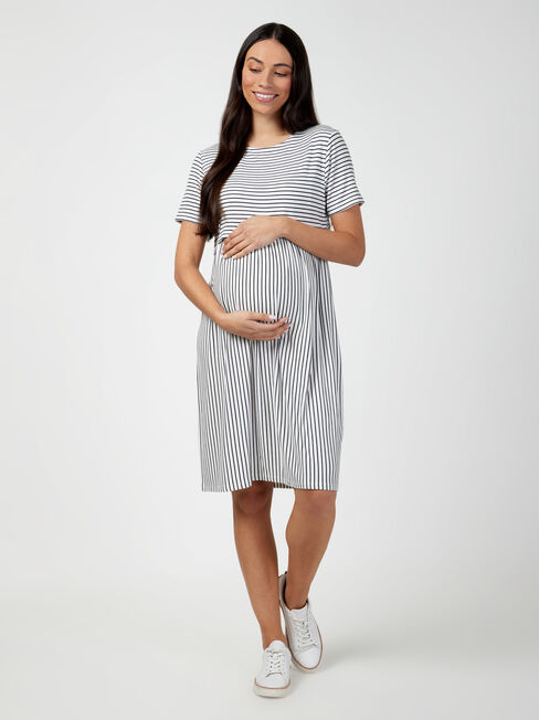 Lorna Layered Maternity Dress, White, hi-res