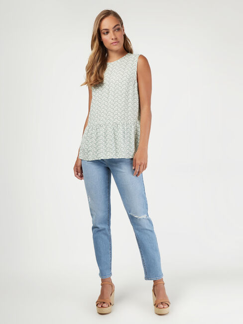 Anna Peplum Top, Green, hi-res