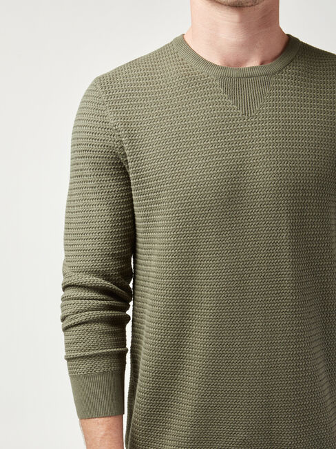 Slater Textured Crew Knit, Green, hi-res