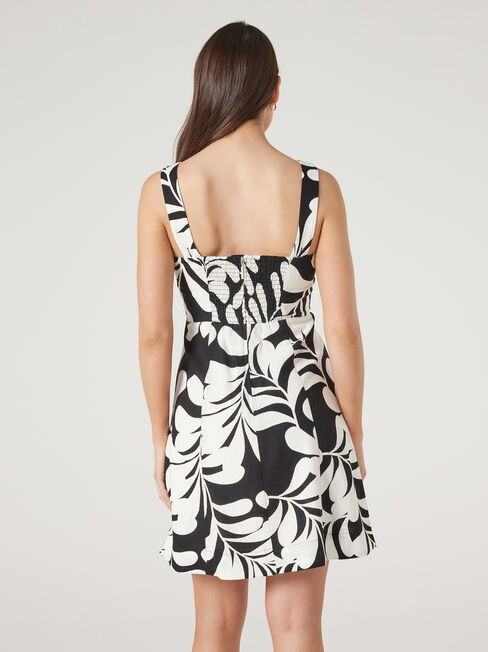 Elora Mini Dress, Mono Print, hi-res