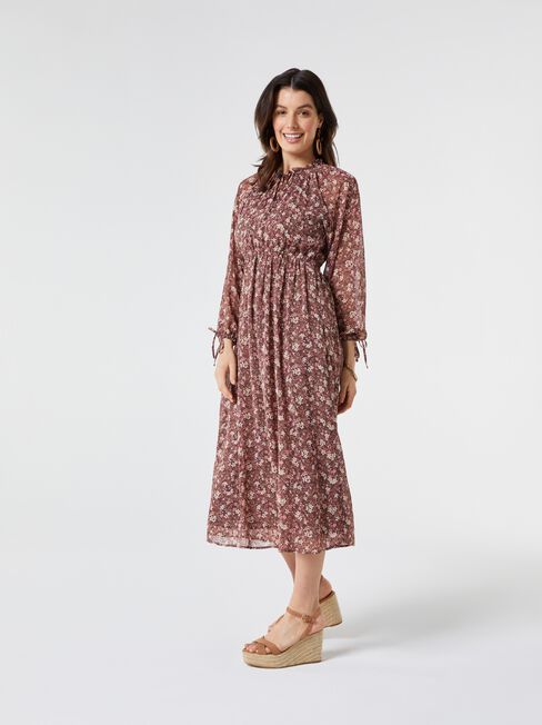 Bexley Tie Neck Maxi Dress, Floral, hi-res