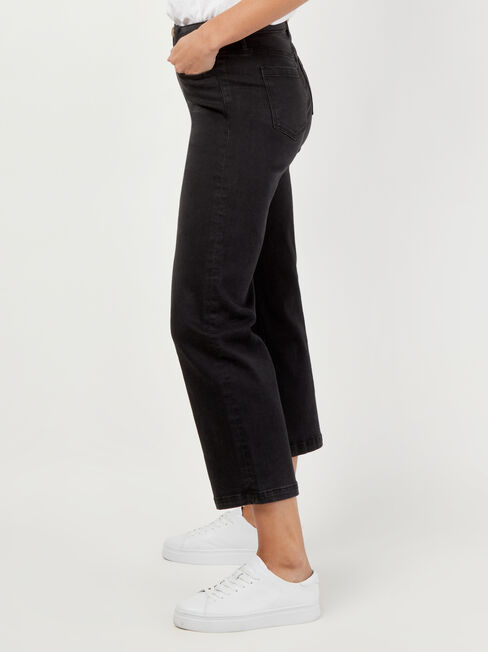 Kelly Wide Leg Crop Jeans, Black, hi-res