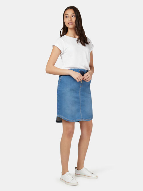 Lulu Luxe Lounge Knee Length Skirt, Light Indigo, hi-res