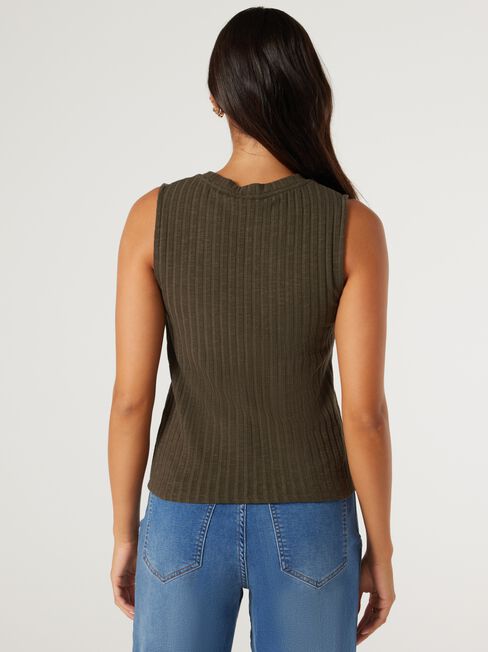 Sara Cozy Rib Tank, Moss, hi-res