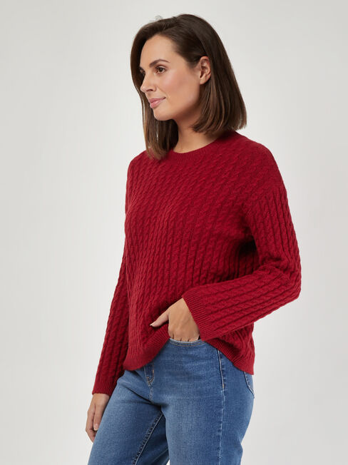Milana Oversize Cable Knit, Red, hi-res