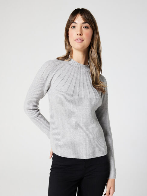 Luna Neck Detail Pullover, Ink, hi-res