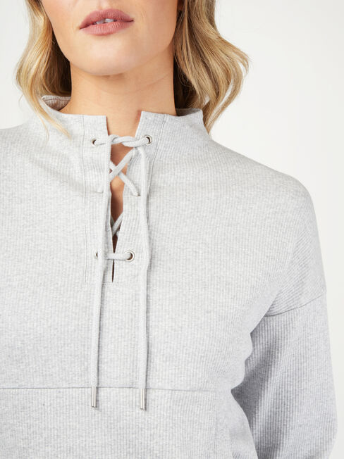 Kaylee Textured Tie Front Top, Grey, hi-res