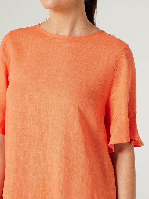 Alivia Ruffle Hem Top, Orange, hi-res