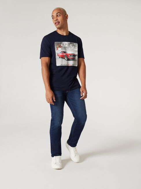 SS Ford Mustang Boss 302 Print Crew Tee, Blue, hi-res