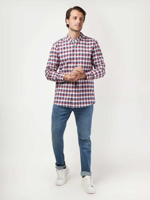 LS Corey Oxford Check Shirt, Blue, hi-res