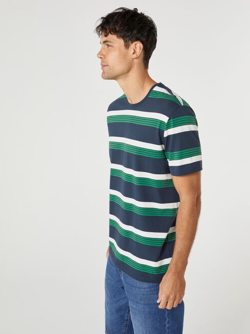 SS Hunter Stripe Crew Tee, Blue, hi-res