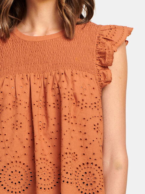 Bonnie Broderie Top, Red, hi-res
