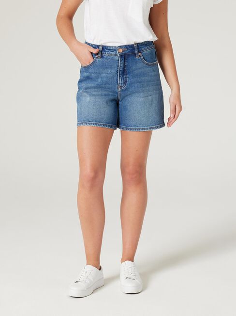 Rhia High Waisted Denim Short, Mid Vintage, hi-res