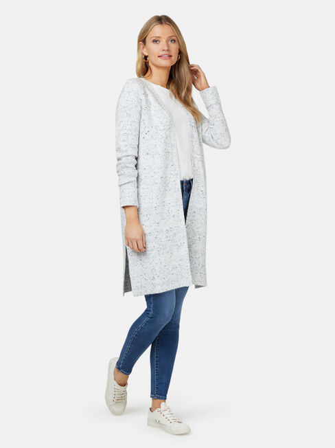 Cora Longline Cardigan, Grey, hi-res