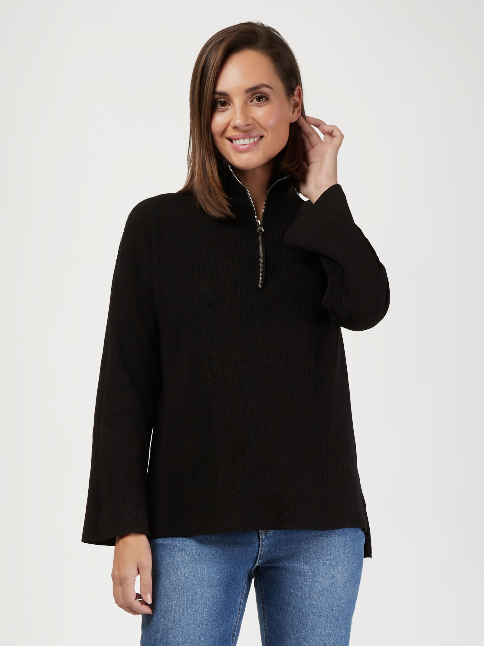 Half zip new arrivals black jumper
