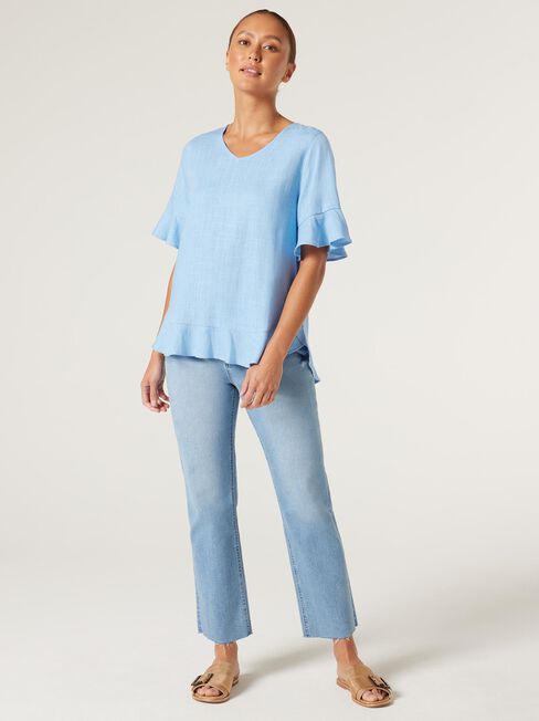 Avrel Ruffle Hem Top, Powder Blue, hi-res