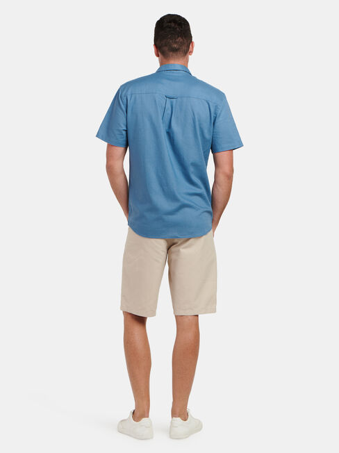 Ethan Short Sleeve Textured Shirt, Blue, hi-res