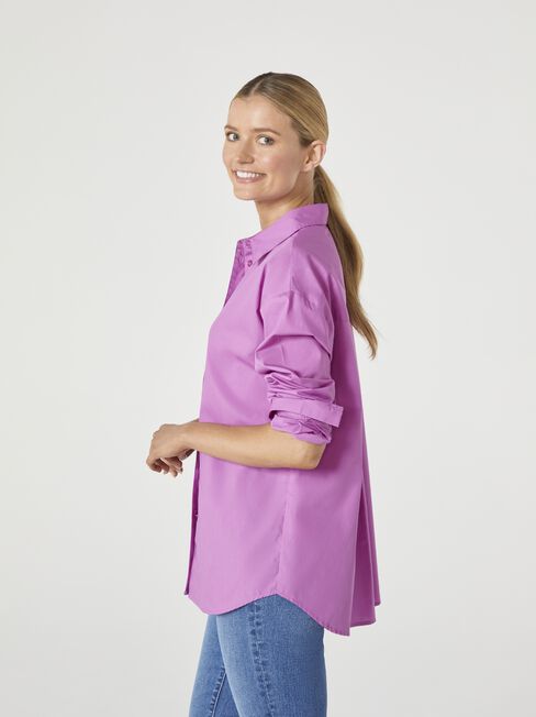 Eve Button Through Shirt, Purple, hi-res