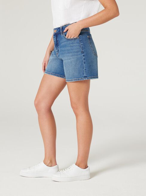 Rhia High Waisted Denim Short, Mid Vintage, hi-res