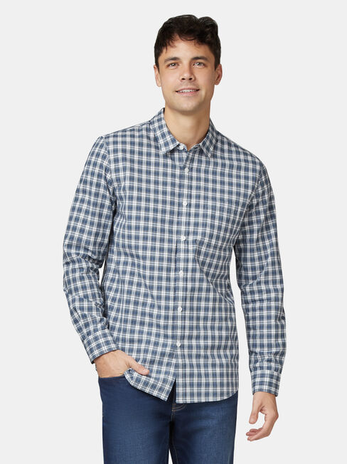Marcus Long Sleeve Check Shirt, Blue, hi-res