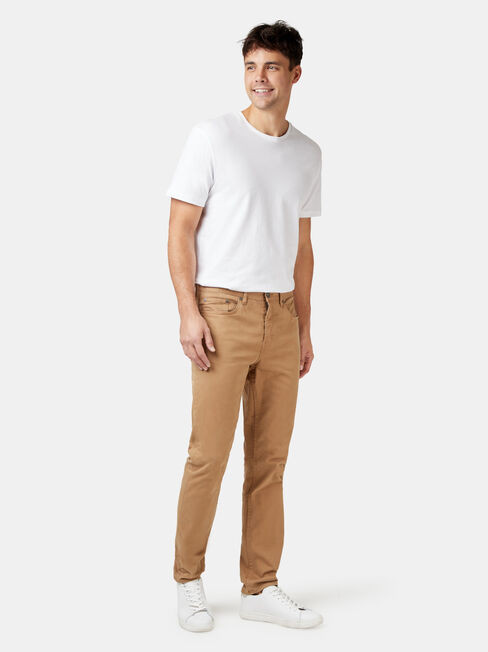 Slim Tapered Jeans Tobacco, Coloured, hi-res