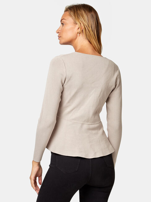 Charlotte Peplum Cardigan, White, hi-res