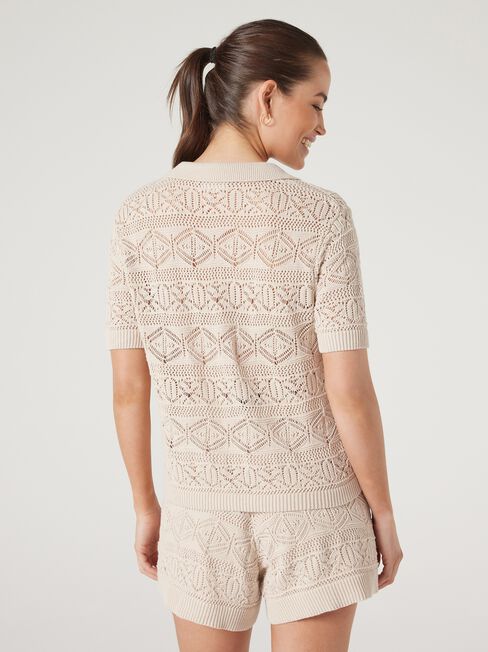 Halcyon Crochet Shirt, Sand, hi-res