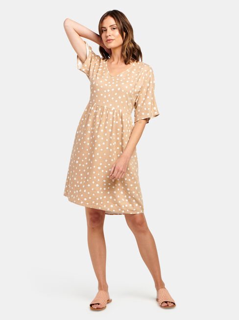 Bec Linen Blend Dress, Print, hi-res