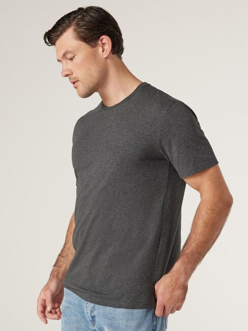 Basic Short Sleeve Tee, Charcoal Marle, hi-res