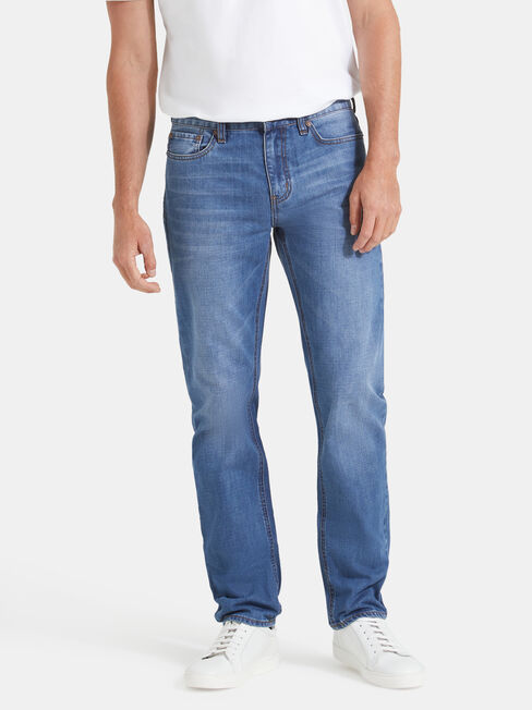 Slim Straight Jeans Mineral Blue, Mid Indigo, hi-res