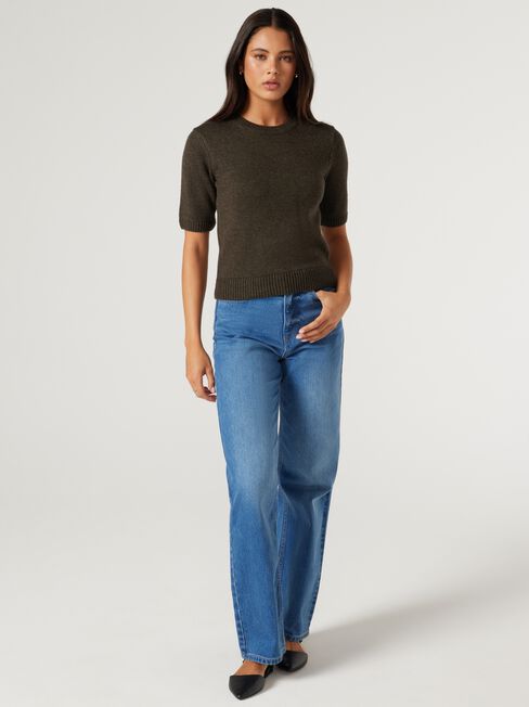Olivia Knit Tee, Green, hi-res