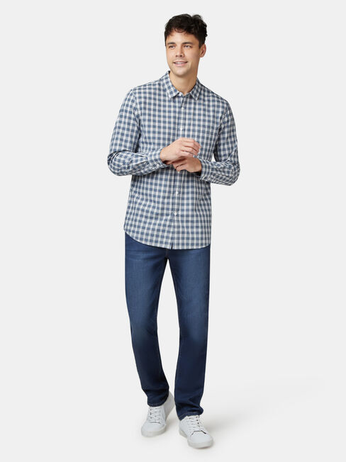 Marcus Long Sleeve Check Shirt, Blue, hi-res