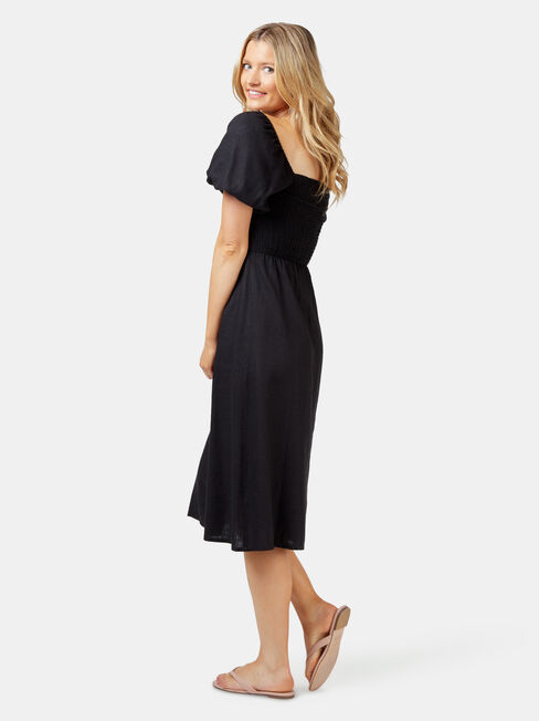 Reese Shirred Bust Dress, Black, hi-res