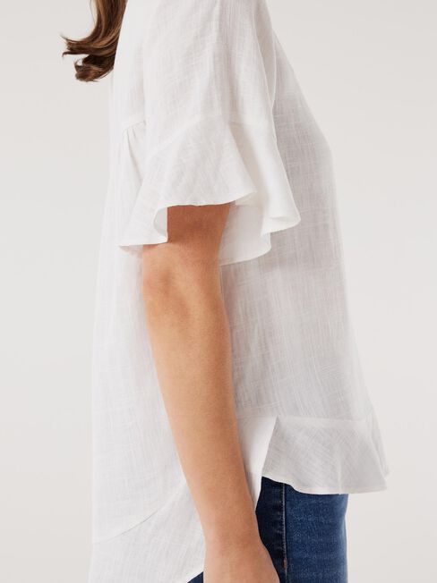 Alivia Ruffle Hem Top, White, hi-res