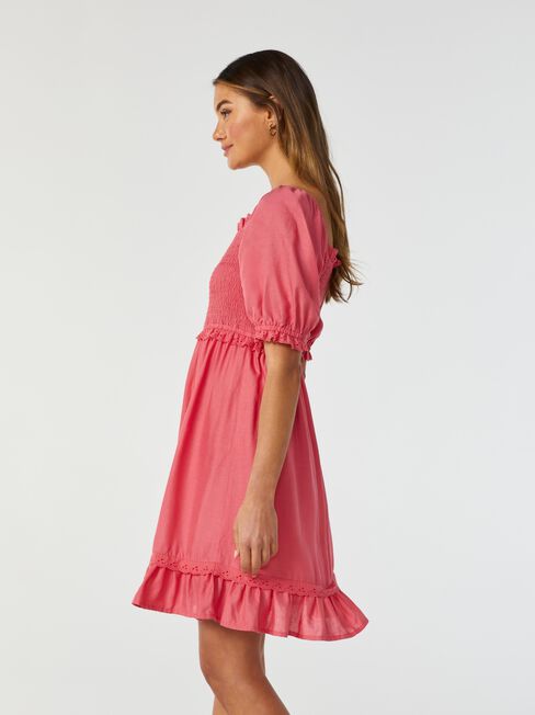 Sunny Shirred Bust Dress, Pink, hi-res