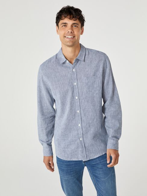 LS Otto Houndstooth Shirt, Blue, hi-res